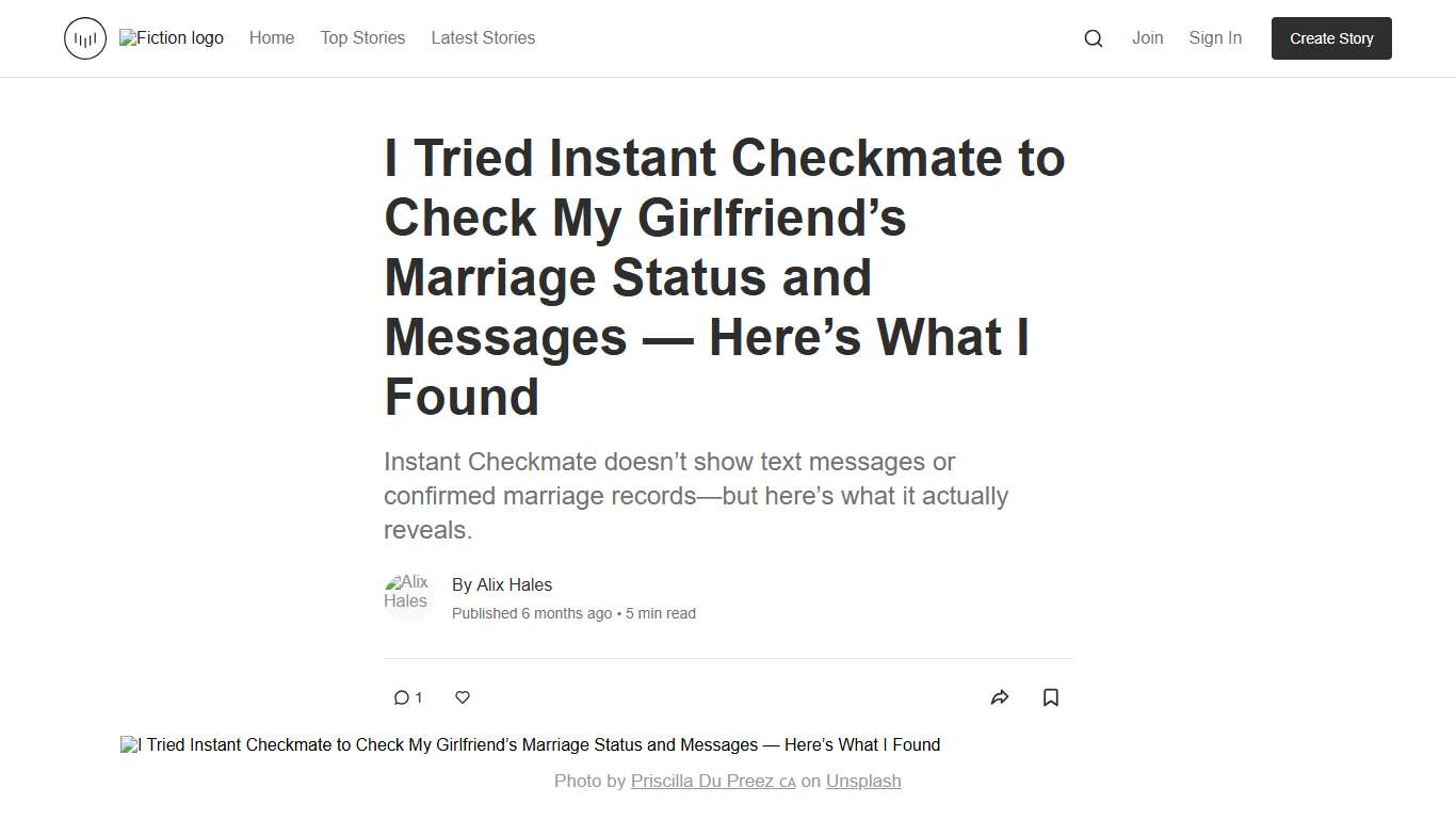 I Tried Instant Checkmate to Check My Girlfriend’s Marriage Status and Messages — Here’s What I Found | Fiction